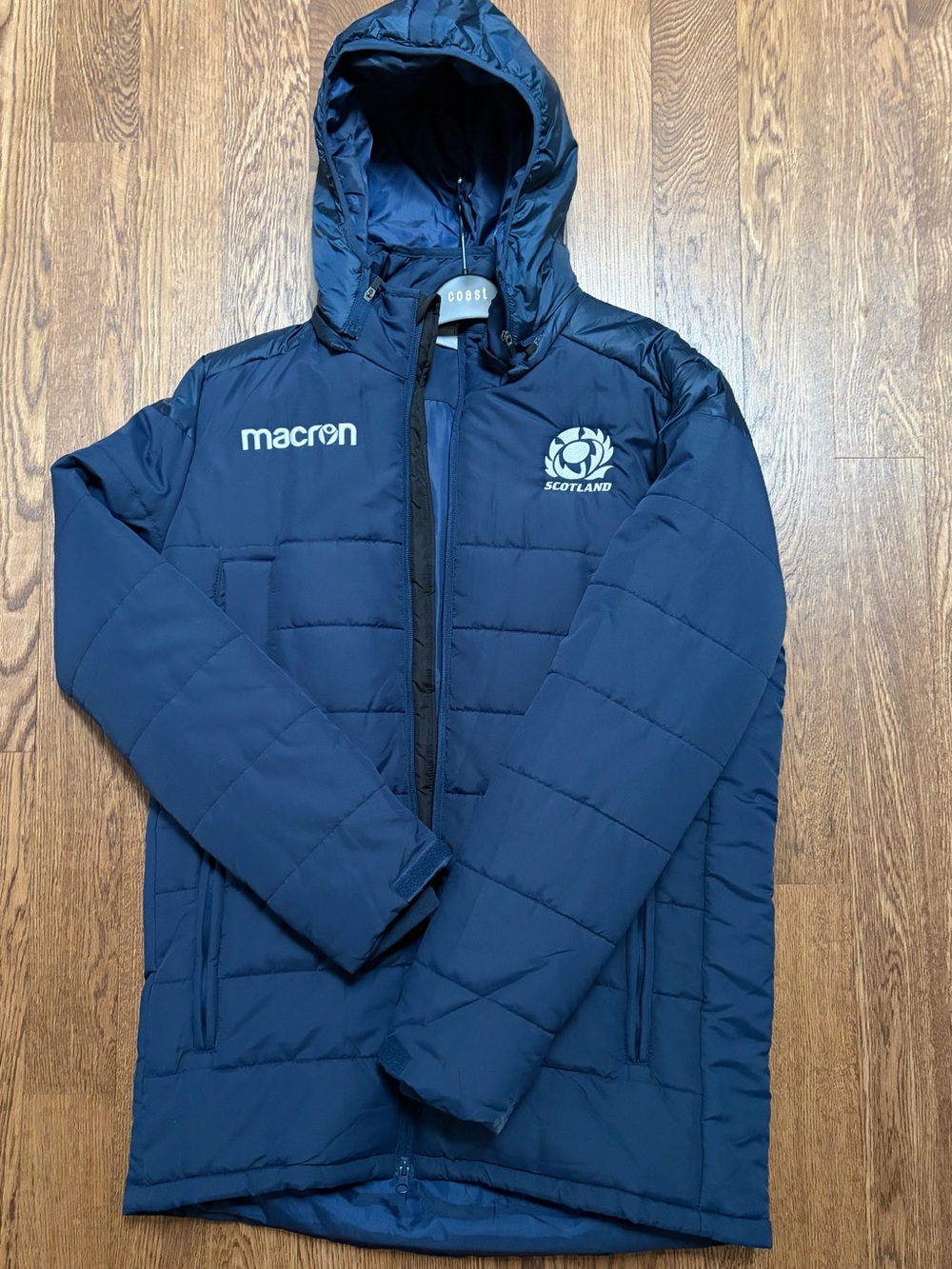 MACARON Scotland Rugby Navy Blue Men's Puffer Jacket with Hood